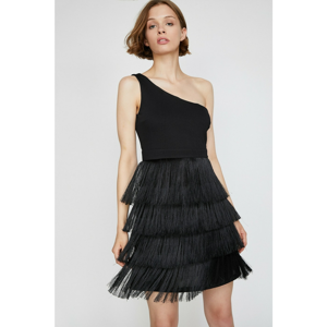 Koton Women's Black Tassel Detail Dress