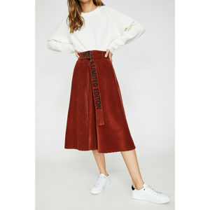 Koton Women's Coffee Belt Detailed Skirt