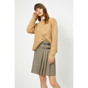 Koton Women's Brown Leather Detailed Skirt