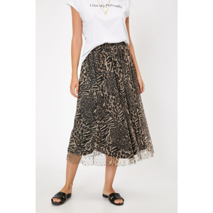 Koton Women's Ecru Normal Waist Comfortable Cut Midi Skirt