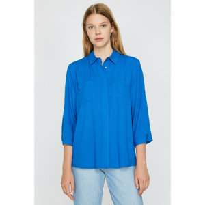 Koton Women's Blue Pocket Detail shirt