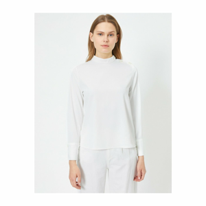 Koton Women's White Right Collar Button Detail long-sleeved blouse