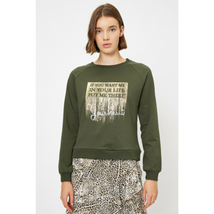 Koton Women's Green Printed Sweatshirt