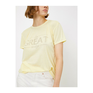 Koton Women's Yellow Printed T-Shirt
