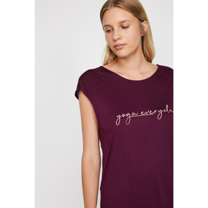 Koton Women's Burgundy Summer Printed T-Shirt