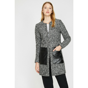 Koton Women's Grey Leather Detail coat