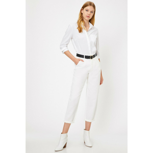 Koton Women's White Normal Waist Pocket Detail Pants