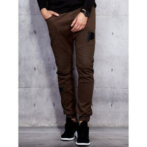 Brown men's joggers with stitching