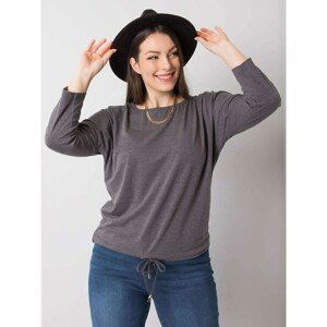 Dark gray melange plus size cotton blouse