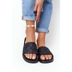 Women's Black Rubber Slippers Let's Swim