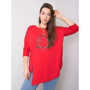 Red asymmetrical blouse size plus