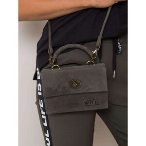 Dark gray triangular leather handbag