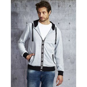 Men's gray hoodie with a graphic zipper