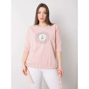 Subdued pink oversize women's blouse with application