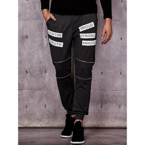 Dark gray sweatpants with a print