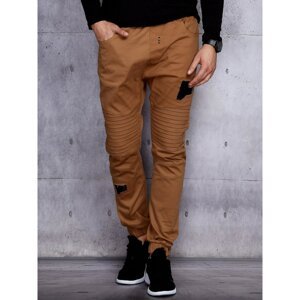 Men's beige joggers with stitching