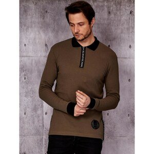 Khaki men's blouse with collar and cuffs