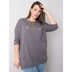 Women's plus size dark gray blouse with an inscription