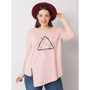 Dusty pink asymmetrical blouse of larger size