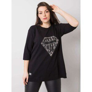 Black plus size blouse with an applique