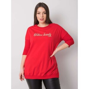 Red women's blouses plus sizes with inscription