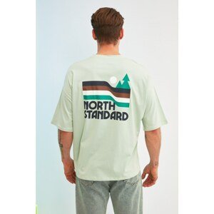 Trendyol Mint Men's Oversize Fit Crew Neck Short Sleeve Printed T-Shirt