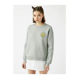 Koton Cotton Crew Neck Printed Sweatshirt - Mint