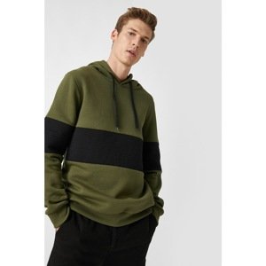Koton Men's Hooded Color Block Long Sleeve Sweatshirt