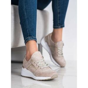 FILIPPO BEIGE LEATHER TRAINERS