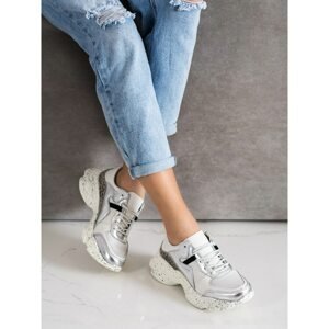 GOODIN LEATHER SNEAKERS WITH SILVER INSERTS