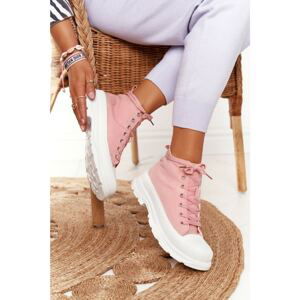 Women's High Sneakers On A Chunky Sole Pink Trissy