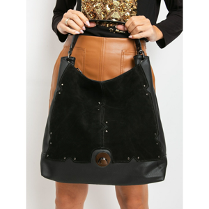 Black imitation leather handbag