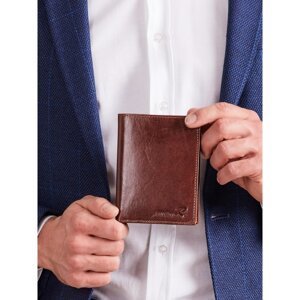 Brown leather vertical wallet for a man