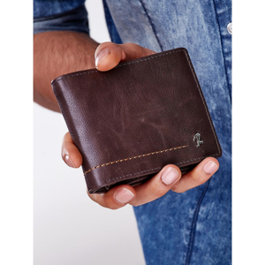 Men´s brown leather wallet with stitching
