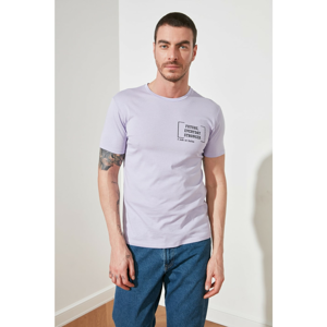 Trendyol Lila Men Slim Fit Printed Short Sleeve Bike Collar T-Shirt