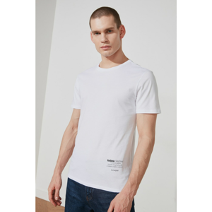 Trendyol White Male Slim Fit Printed Short Sleeve T-Shirt