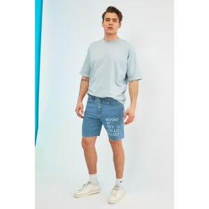 Trendyol Blue Men's Printed Regular Fit Shorts & Bermuda