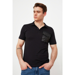 Trendyol Black Men's Regular Fit Short Sleeve Single Pocket Polo Neck T-shirt
