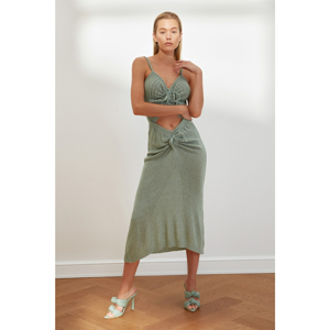 Trendyol Limited Edition Mint Shirred Detailed Knitwear Dress