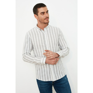 Trendyol Grey Male Slim Fit Buttoned Collar Striped Shirt