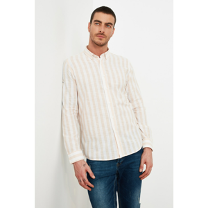 Trendyol Mustard Men Slim Fit Buttoned Collar Striped Shirt