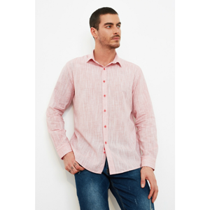 Trendyol Red Men's Regular Fit Buttoned Collar Filafil Shirt