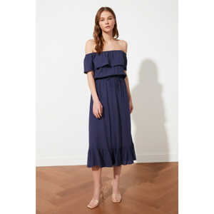 Trendyol Navy Blue Carmen Collar Dress