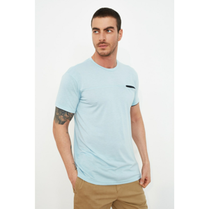 Trendyol Light Blue Men's Regular Fit Bike Collar Short Sleeve T-Shirt