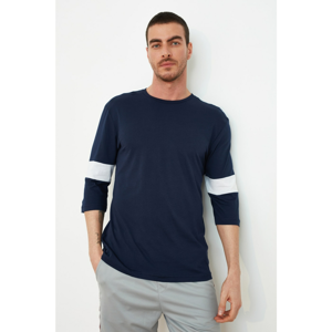 Trendyol Navy Blue Men's Regular Fit Panel T-Shirt