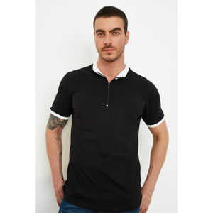 Trendyol Black Men's Regular Fit Short Sleeve Contrast Detail