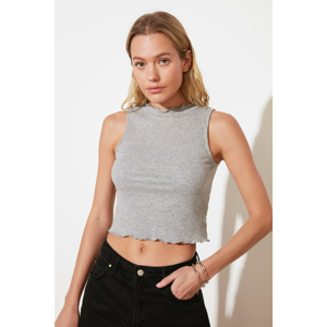 Trendyol Grey Right Collar Wick Knitted Blouse