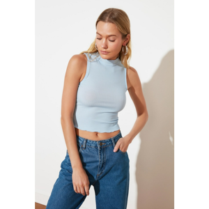Trendyol Blue Right Collar Wick Knitted Blouse