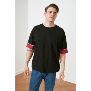 Trendyol Men's Oversize/Wide Cut Crew Neck Color Block Short Sleeved 100% Cotton T-Shirt.