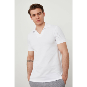 Trendyol White Male Regular Fit Short Sleeve Polo Neck T-shirt